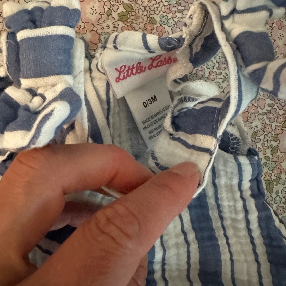 Little Lasso Striped Baby Outfit in Blue and White